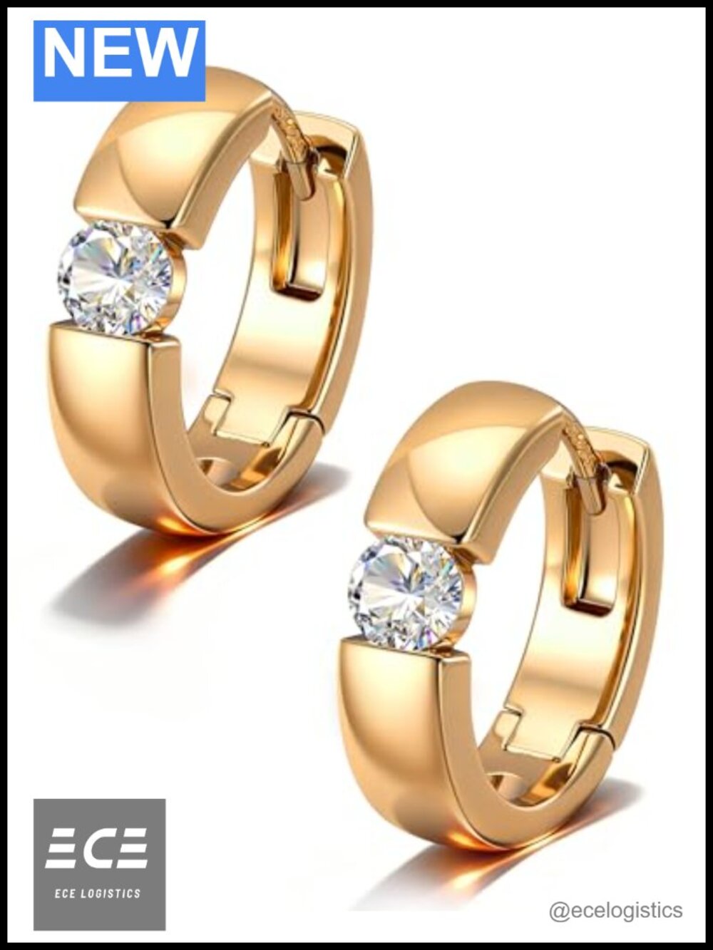 0.4CT VVS1 Moissanite Hoop Earrings 14K Gold Plated Hypoallergenic